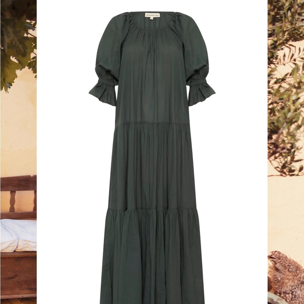 Daughters of India Elegant Green Maxi Dress